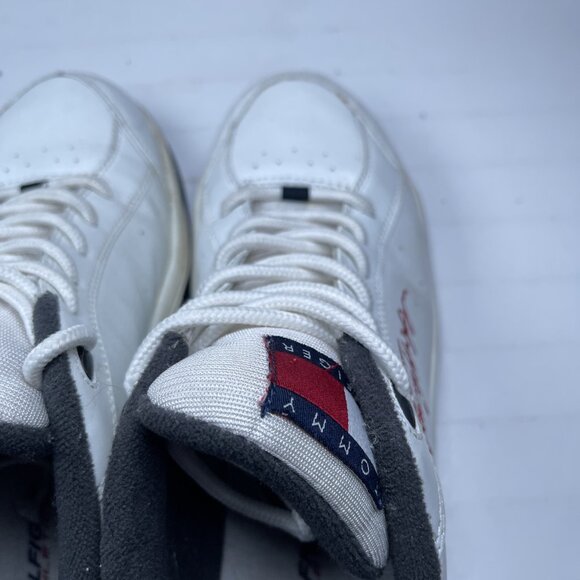 Vtg Tommy Hilfiger Men 7 US Sneakers White Leather Red Logo Retro 90s Rare Read* - Picture 12 of 16